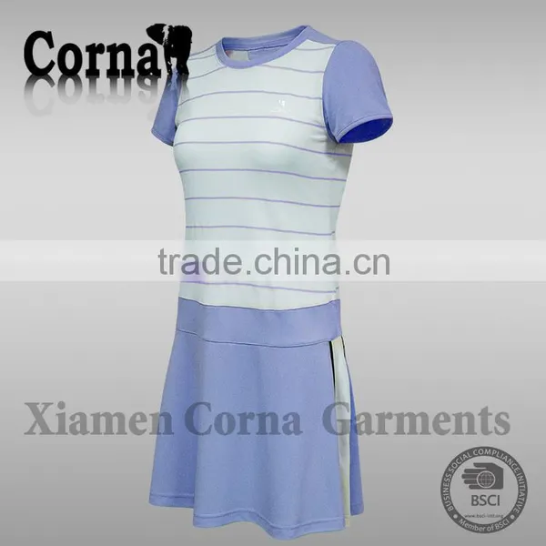 Wholesale High Quality 100% Polyester Women Summer Tennis Sport Knitted One-piece Dress photo-2