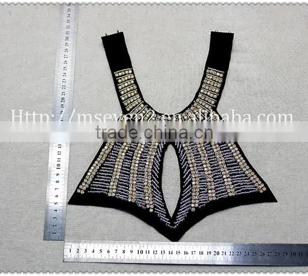 New Fashion Rhinestone Beaded Felt Fabric Collar, Chunky Bead Necklace for Garment photo-2