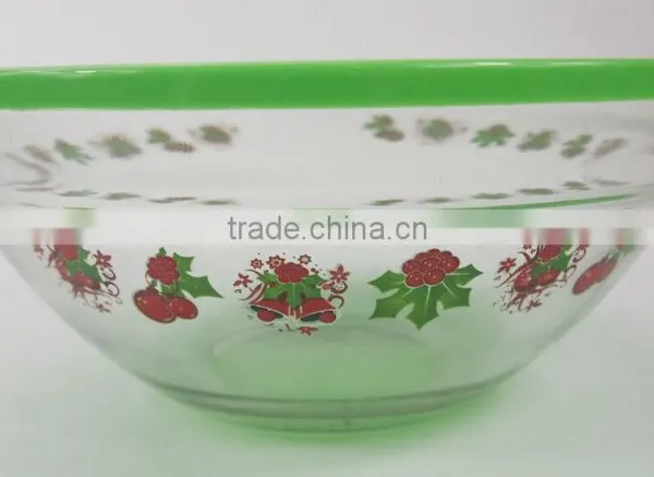 Salad Bowl Christmas Flowers 5 Pcs Glass Bowl Set With Plastic Lids photo-4