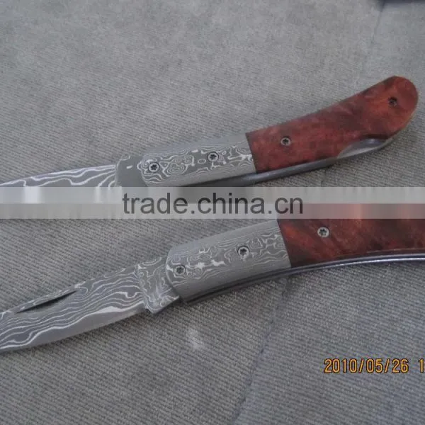 2015 New Design Luxury Unique Damascus Pattern Spring Assisted Tactical Folding Pocket Knife photo-5