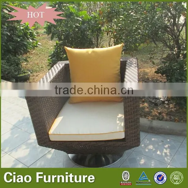 Hot Sell Outside Sofa Chair Leisure Wicker Rotating Coffee Chair photo-3