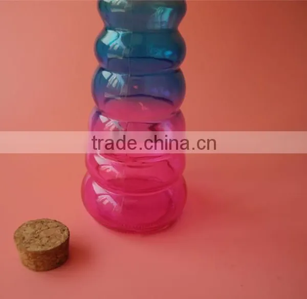 Rainbow Colored Grain Glass Edible Oil Jar With Wooden Cork photo-3
