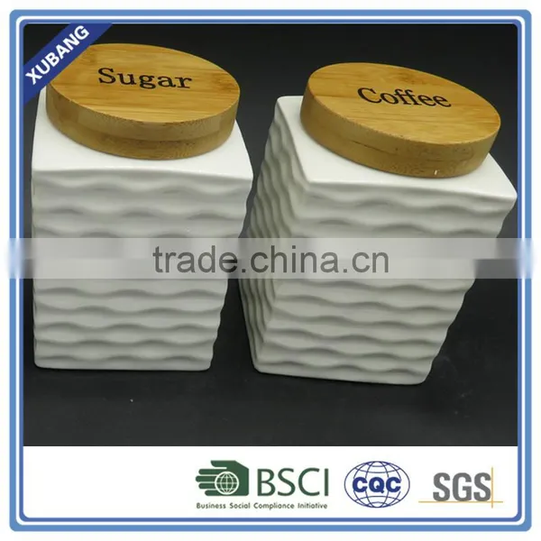 White Colour Coffee Sugar Tea Ceramic Storage Jar photo-2