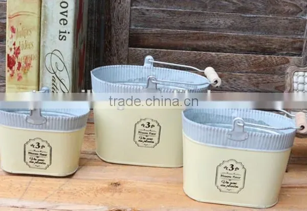High Quality Popular Special White Outdoor Decoration Small Metal Planter Oval Iron Flower Pot for Home photo-2