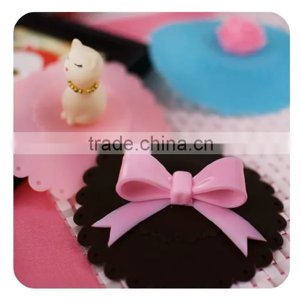 Cute Bowknot Shaped Silicone Watertight Cup Lids Mug Lid Cover Lids photo-5
