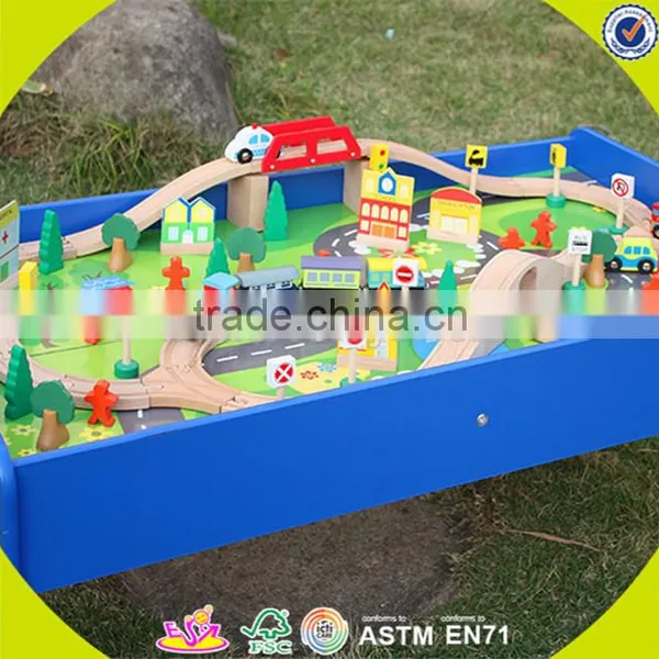 Wholesale Arrival Wooden Railway Train Toy Fashion Wooden Railway Train Set Roller Coaster Track Table Toy W04C009A photo-5