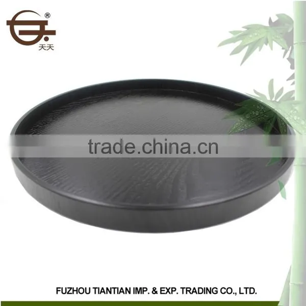High Quality Black Round Wooden Serving Tray photo-2