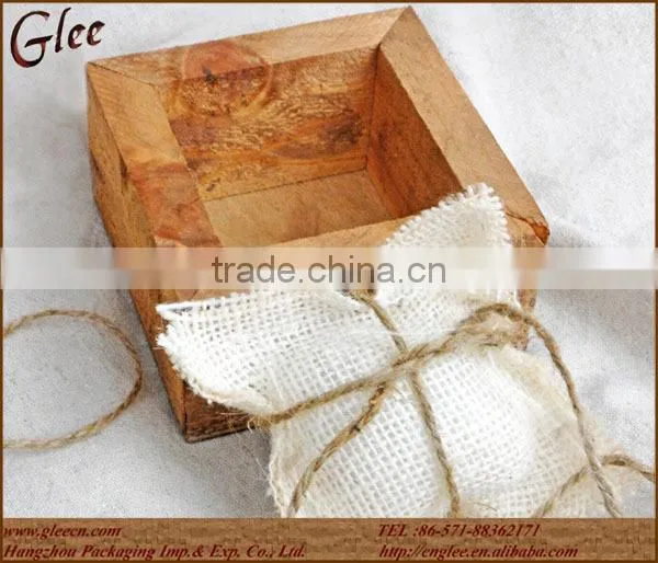 Small Size Ring Bearer Box With Burlap Pillow 4in photo-3