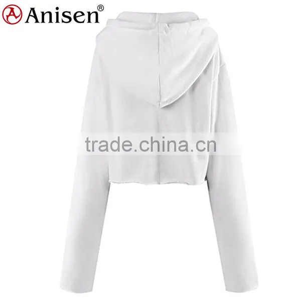 Oem Service Custom 100% Cotton Fleece Women Short Hoodies photo-4