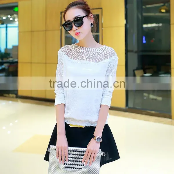 Walson Women Fashion Hollow Out Women Top Mesh Long Sleeve Women Blouse photo-4