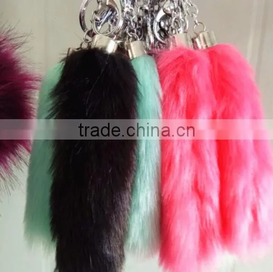 Sale Smal Hot Faux Fox Fur Tail Keyring photo-2