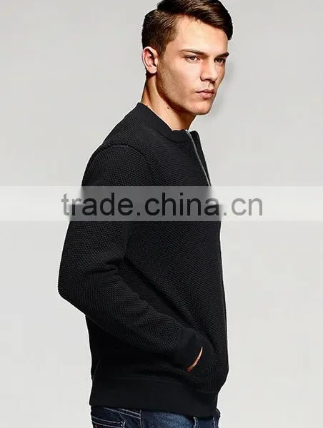 2017 Popular Black no Patten Simple Cool Men's Cardigan Sweater With Zipper photo-3