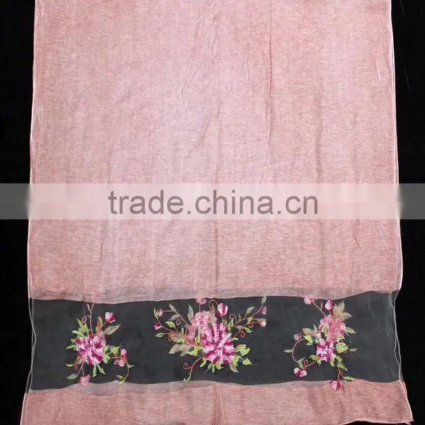 2017 High Quality Women Flower Embroidered Silk Scarf photo-2