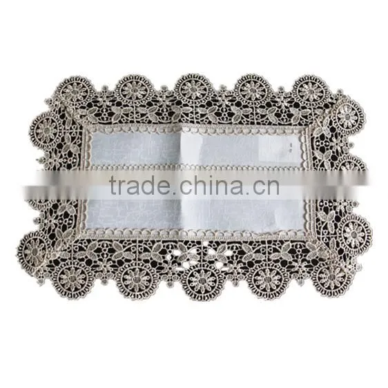 White Lace Round Rectangular Placemats and Coaster