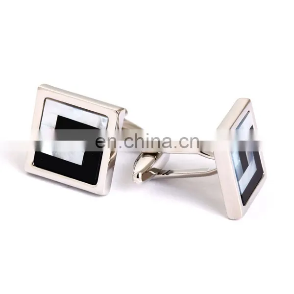Luxury Cufflinks Black White Square Wedding Cufflinks photo-2