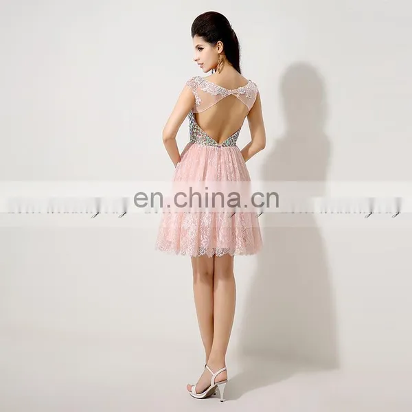 Wholesale Stunning Bateau Neck Cap Sleeve AJ037 Short Mini Cocktail Dress Party Dresses photo-4