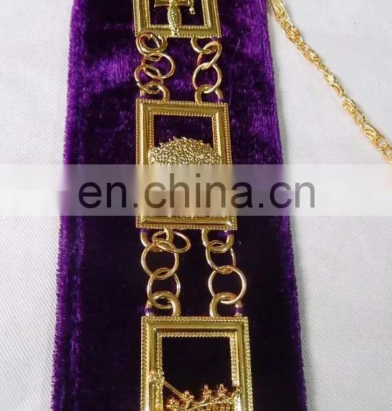 MASONIC REGALIA OES ORDER OF EASTERN STAR GOLDEN METAL CHAIN COLLAR photo-4