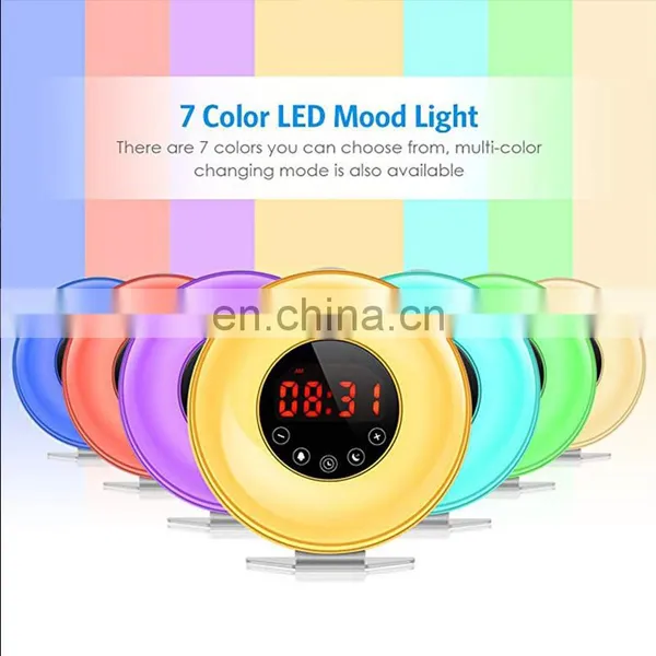 Wake Up Light, 6 Nature Sounds, 7 Colors FM Radio Sunrise Sunset Simulation Alarm Clock Night Light With Smart Snooze Function photo-6