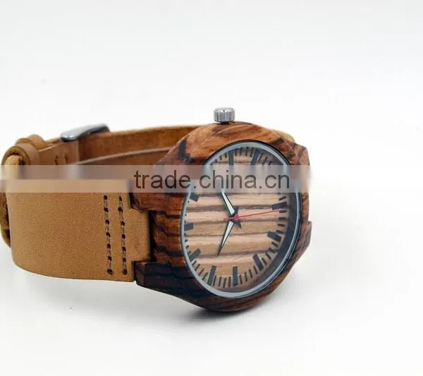 Hot Sale Cheap Wooden Watch Leather Strap Watch Mens Watches Natural Wooden Wrist Watch for Men or Women photo-2
