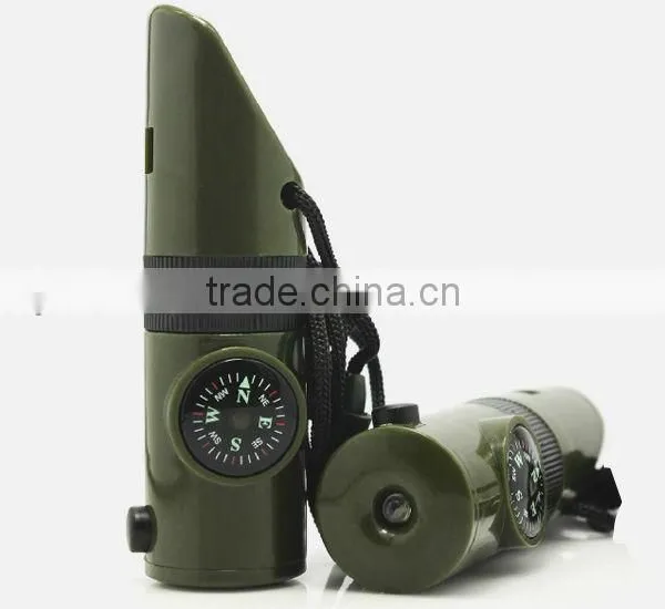 Outdoor Sports 7 in 1 Multi-Function Survival Whistle for hiking camping