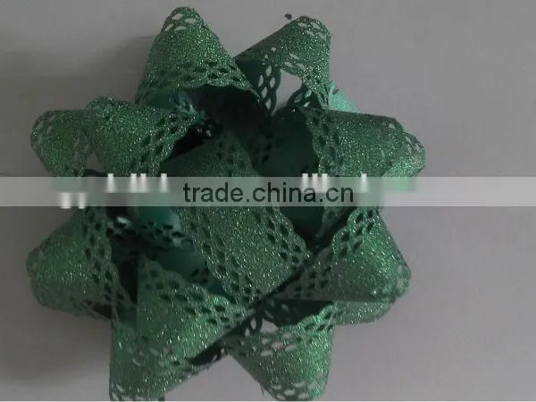 2014 the Newest Design Glitter With Lace Decorative Border Star Bows or Garland Ribbon Flower For Christmas/Wedding Celebration photo-6