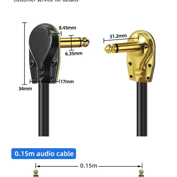 Gold Plated 6.35 Shielded Noise Cancelling Electric Guitar Single Bass Specific Type-C Audio Cable Professional Grade Connection Cable photo-5