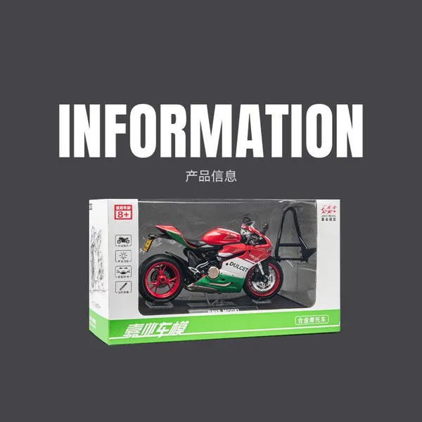 JIAYE 1:12 Scale Ducati 1199 Motorcycle Diecast Cars Metal Model Stimulation Display Sound & Lighting photo-2