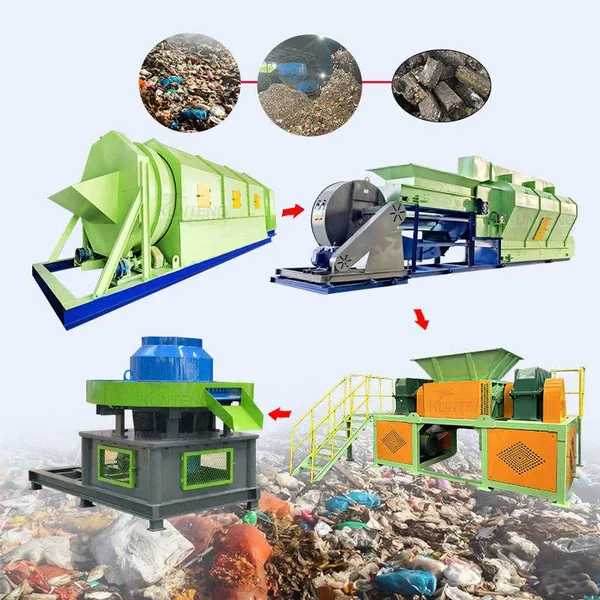 Maschine zur Zerkleinerung, Wiederverwertung und Wiederverwendung von Kunststoffabfällen, Produktionslinie für RDF (Recycled Derived Fuel) - Brennstäbe, EPC
