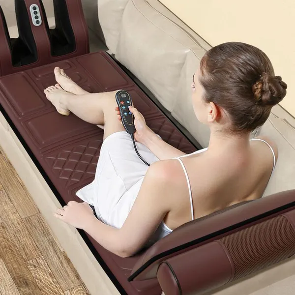 3 in 1 Full Body Electric Massage Mat With Heat Vibration Neck Back Waist Leg Foot Massager MH-A90 photo-5