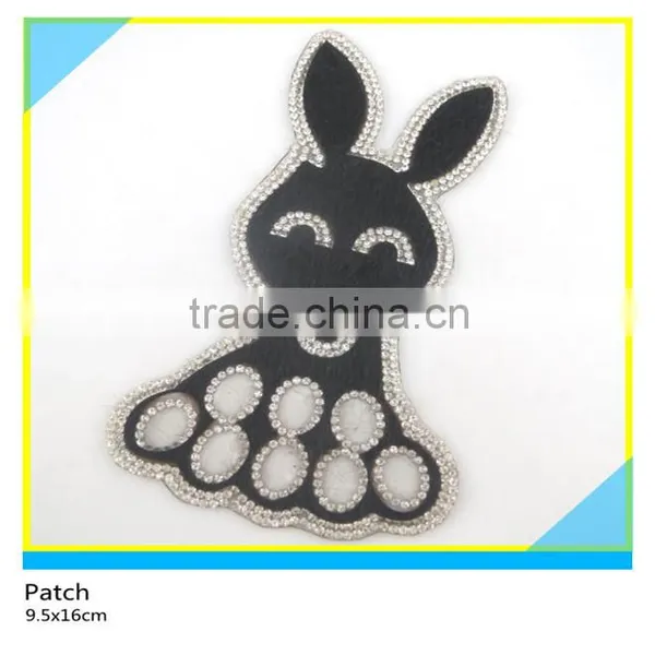 Iron on Glass Rhinestone Applique Hotfix Rhinestone Mix Black Hair Owl Patch 12x13cm photo-2