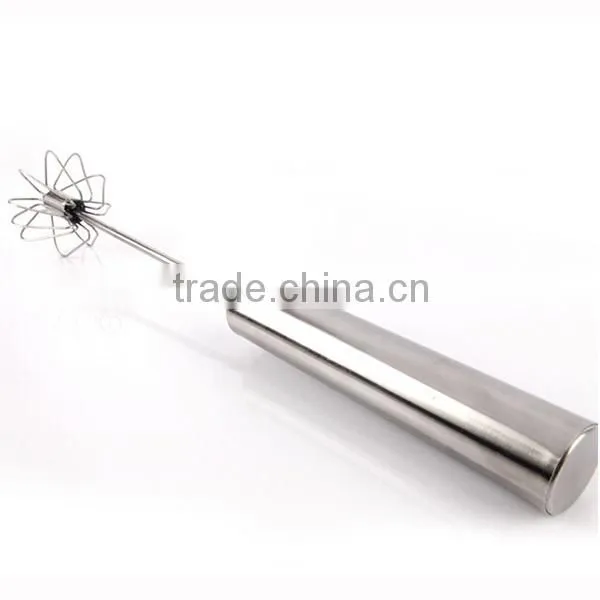 Factory Price 14'' Long Stainless Steel +silicone Hand Press Egg Beater Semi-automatic Rotation Egg Whisk photo-6