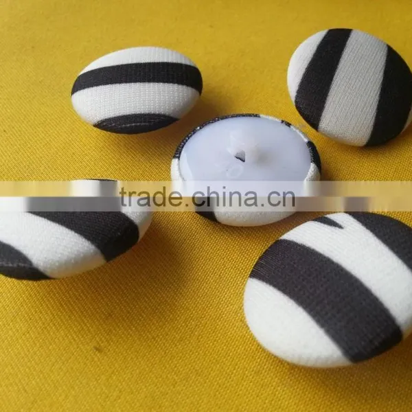 Black and White Strips Fabric Covered Shank Button -- F1508 photo-4
