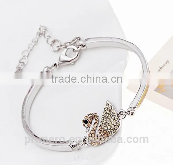 Fashion Women 18k Platinum Filled Clear Austrian Crystal Swan Bracelets Bangles Jewelry photo-4