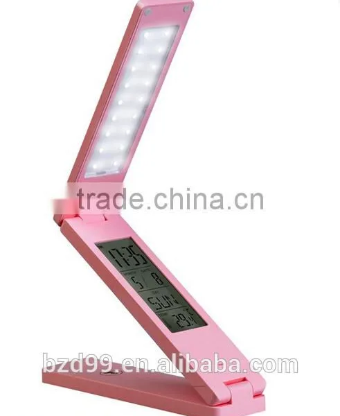 USB Port Recgargeable Flexible Folding LED Desk Lamp With Calendar Timer Temprature and Alarm Clock Functions photo-5