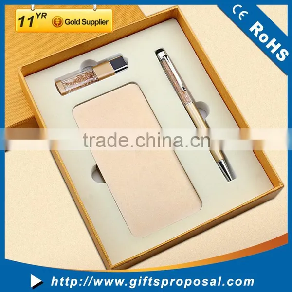 Special Gift Set With High Quality Power Bank 10000mah,crystal Usb Memory Stick and Crystal Ballpoint Pen photo-2