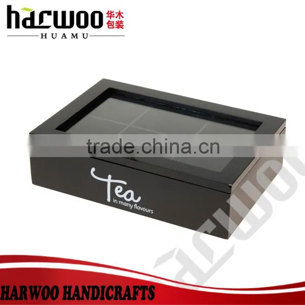Glossy Varnish With Golden Closure Wooden Tea Storage Box,12 Compartments Tea Box photo-3