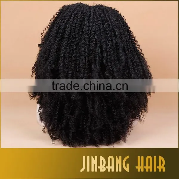 New Premium Fashion Ombre Black Loose Kinky Curly Synthetic Lace Front Wig Glueless Short Heat Resistant Hair Women Wigs photo-4
