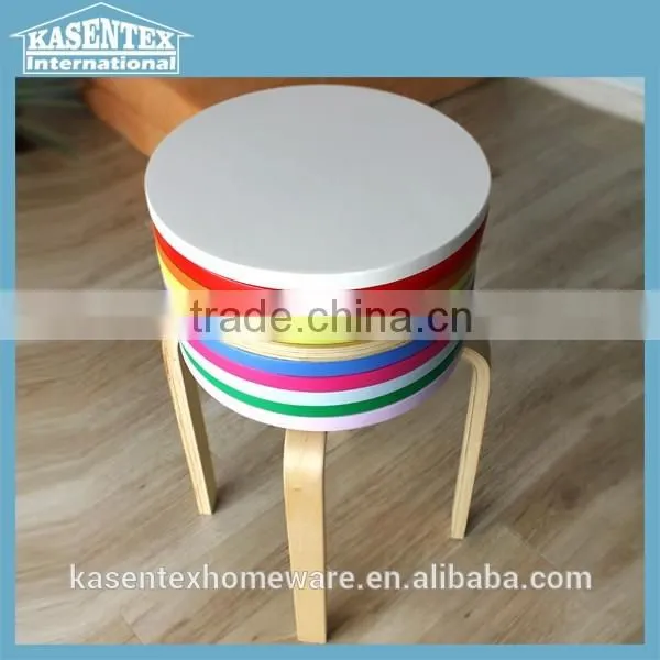 White Color Bent Plywood Stool Bent Wood Round Stool photo-2