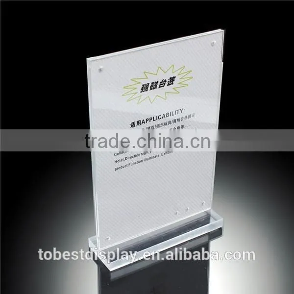 Acrylic Table Card Display Stand Rack, Price Tag Sign Holder for Restaurant Supermarket Hotel Phone Store a4