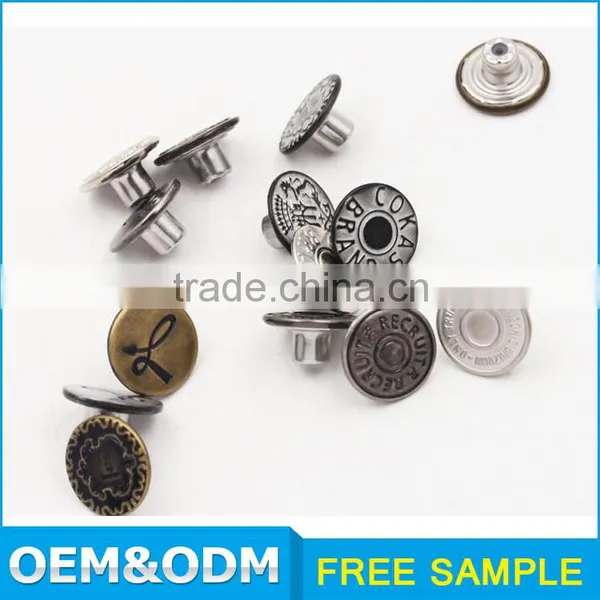 20mm Denim Metal Shank Custom Jeans Engraved Buttons photo-3