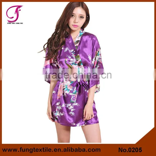 0208 Short Hot Sale Product Silk Robe for Wedding photo-6