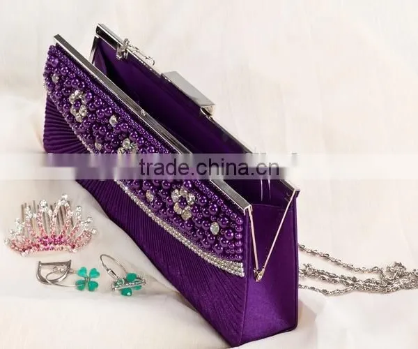 Ladies Beaded Evening Satin Party Bag photo-4