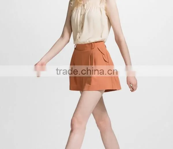 Wholesale OEM China Supplier Fashion Yellow Polyester Casual Women Shorts photo-2