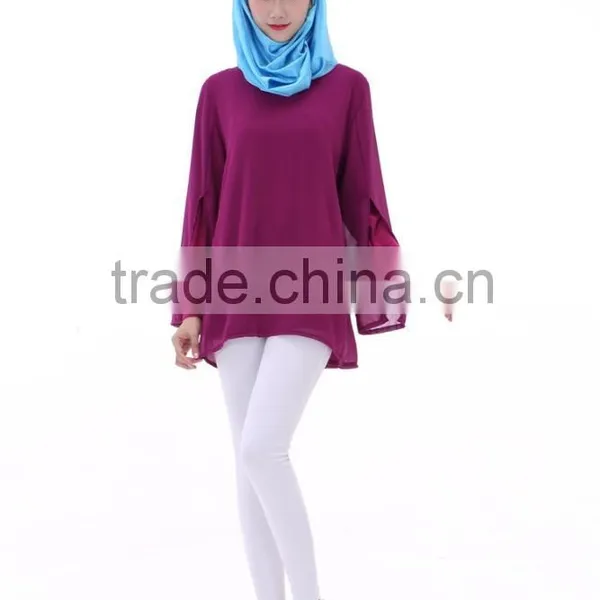 2016 Latest Design Chiffon Muslim Women Tops Islamic Tops Blouse photo-4