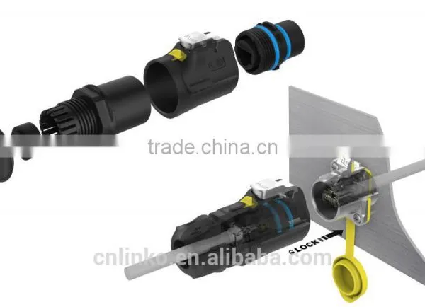 With Snap-fastener Dust-proof IP67 RJ45 Connector With Dust Cap photo-4