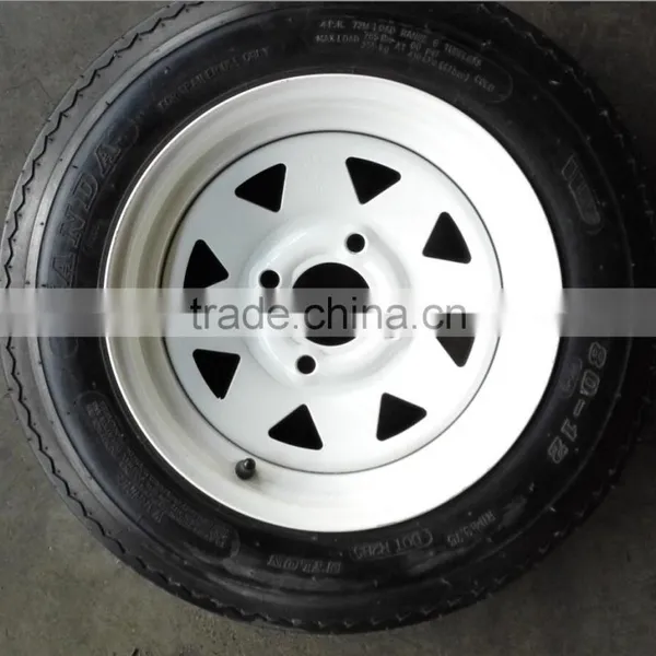 4-Hole High Speed Spoked Rim Design Trailer Tire Assembly - 480-12 Tire, photo-2