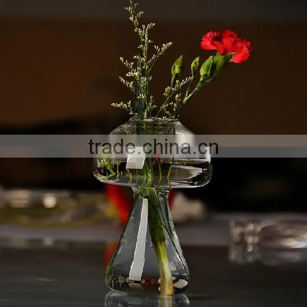Creative Mushrooms Clear Glass Hydroponic Container Handblown Glass Terrarium photo-2