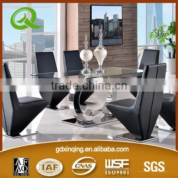 TH286 Modern Glass Top Stainless Steel Dining Table Furniture photo-6