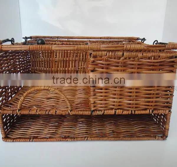 High Quality 3-tier Outdoor Caddy Organizer Plate Condiment Holder Portable Picnic Basket photo-2