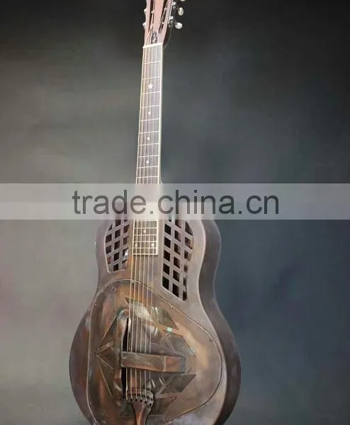 Ancient Finish Copper Alloy Body Tri-cone Resonator Guitar photo-3